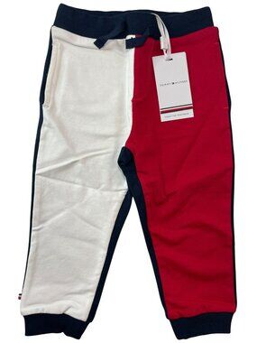 Tommy Hilfiger Kids Colorblock Sweatpants Elastic Red Blue Sz 9-12M MSRP$40 NWT